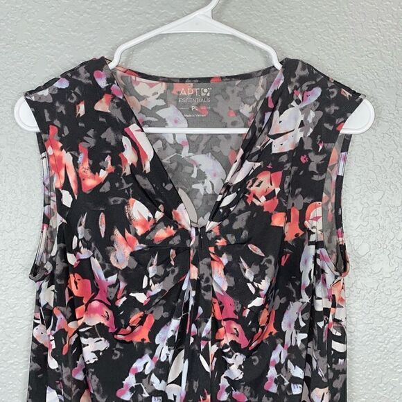 APT.9 Womens Stretch Floral Print V-Neck Sleeveless Blouse Red Black Size L/P - Picture 7 of 7